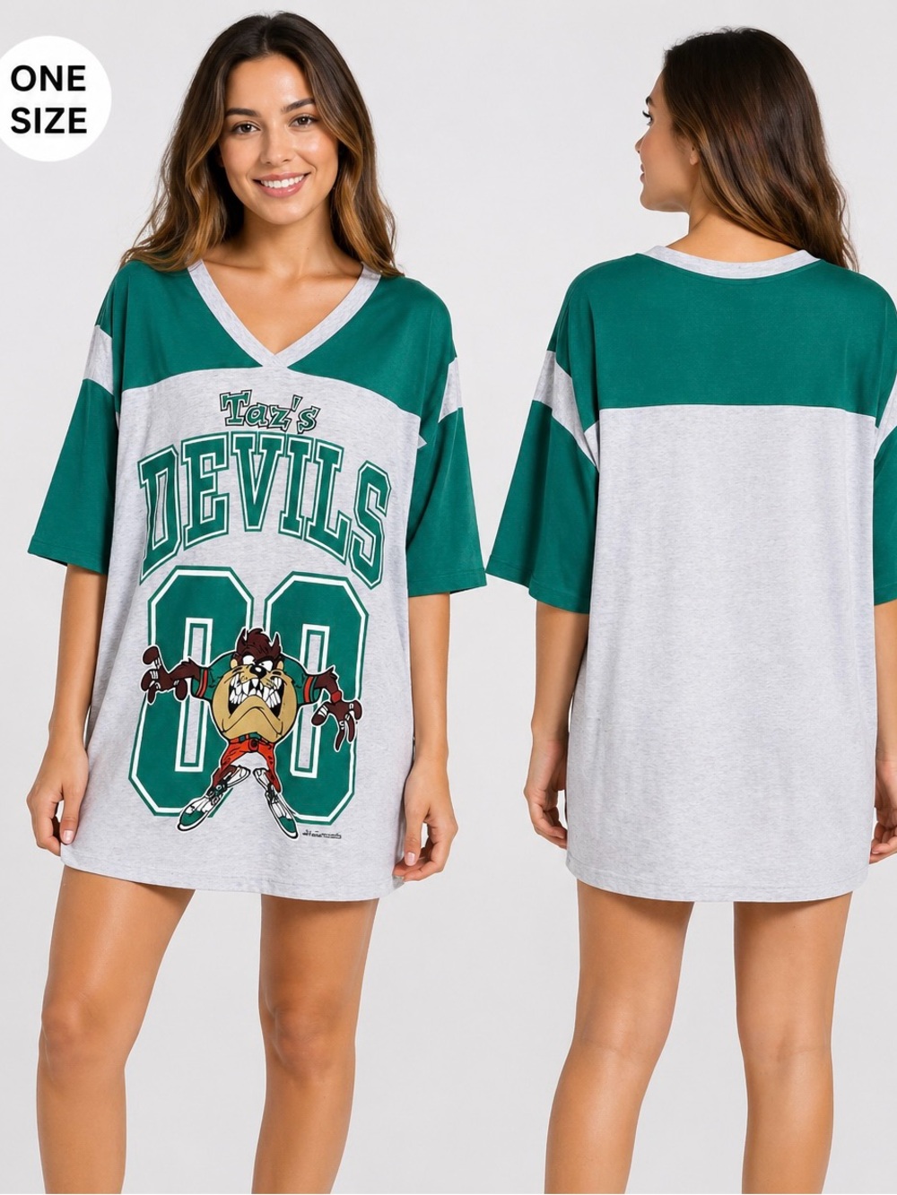 Vintage 90s Taz Devils Looney Tunes Pajama Shirt OSFA Cartoon Sleepwear Tee